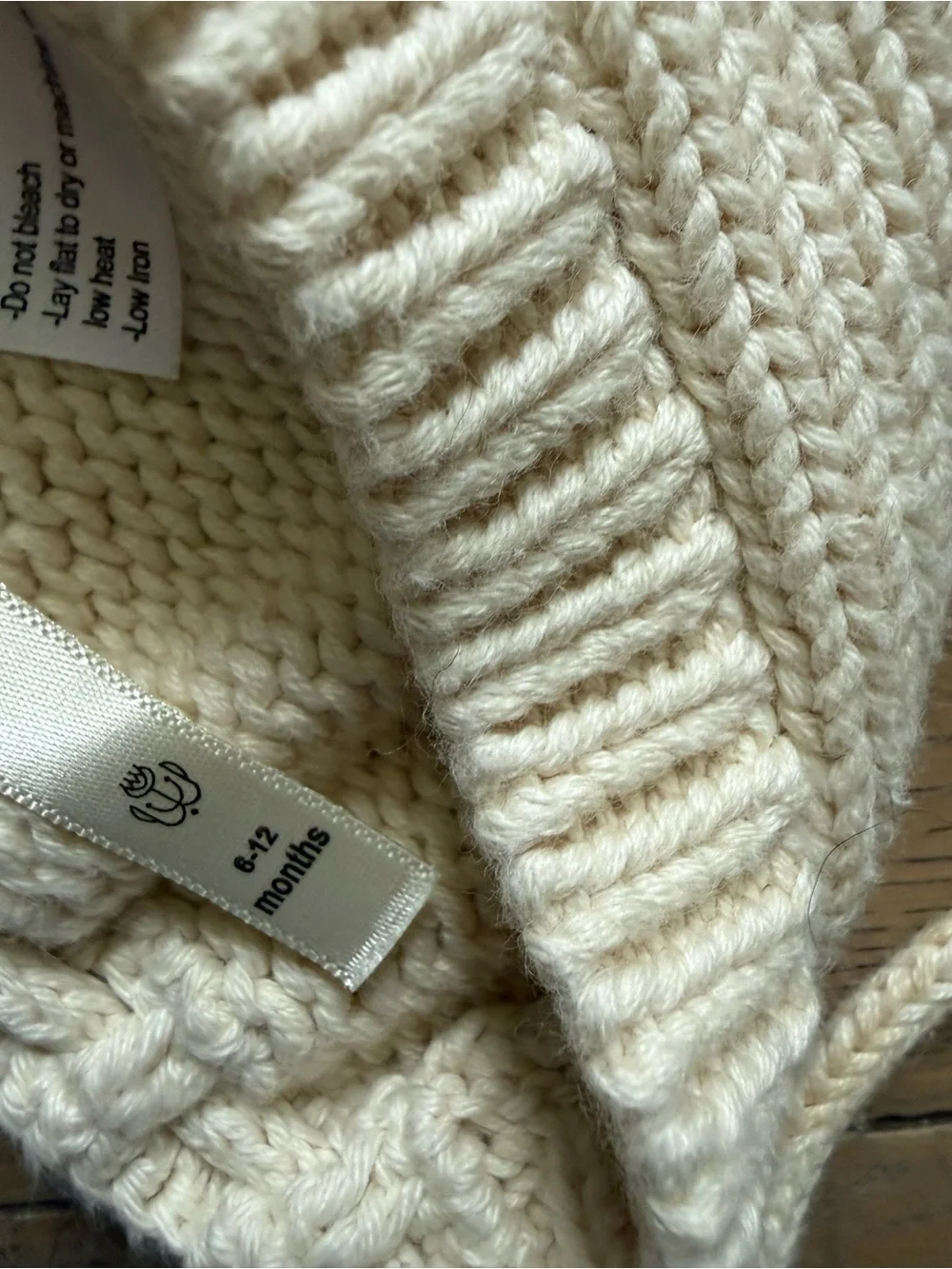 Wild Wawa Bunny Ear Knit Bonnet Cream 6–12 Months